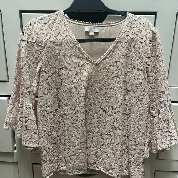 LOFT Tops - Women's Loft Lace Bell Sleeve Blouse